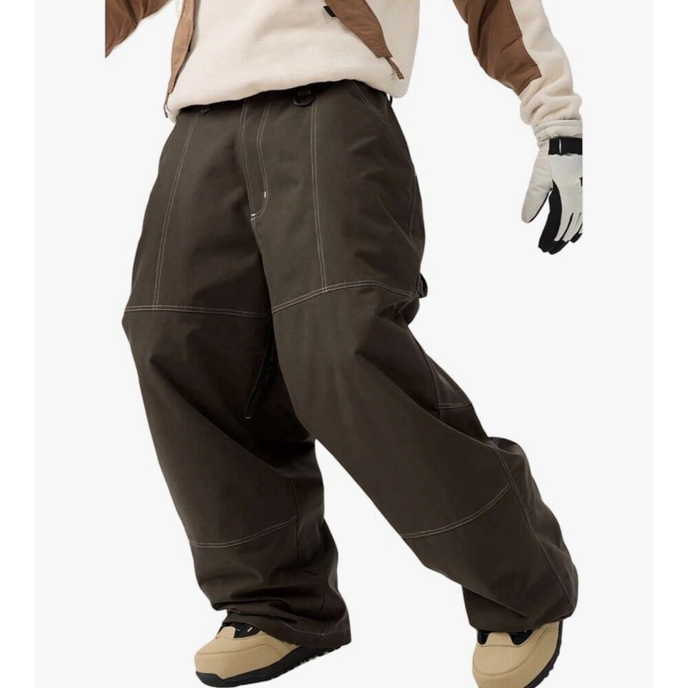 GSOU SNOW Womens mens Baggy Snowboard Pants Insulated Ski Pants Size L brown